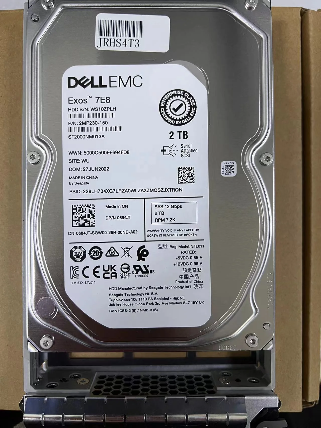 Dell 2TB 7.2K SAS 12Gbps 512e 3.5in Hot-Plug  hot-swap  Hard Drive For Dell Server  R740 R750 R740XD T350 Rack servr