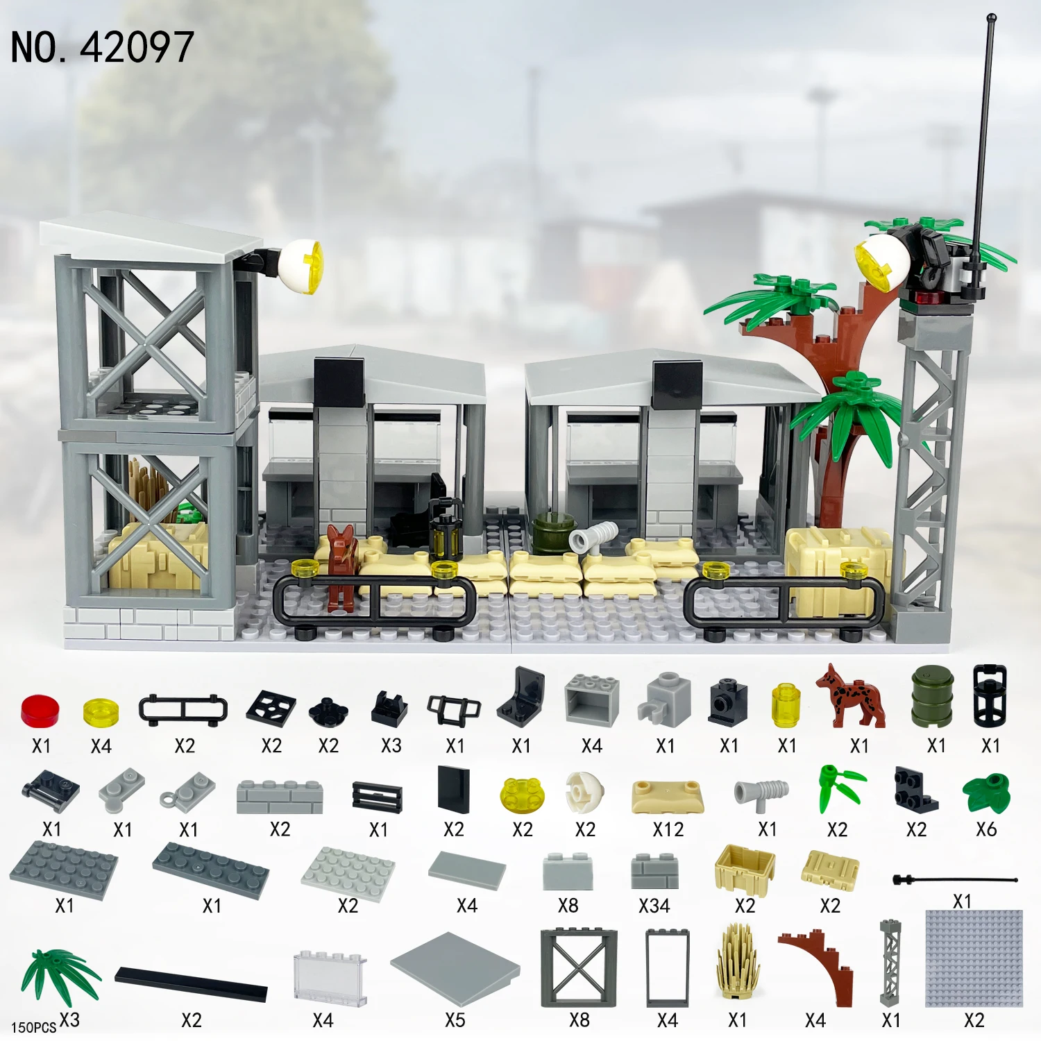 MOC Военная сцена высокая башня Боевая база 42097 мелких частиц аксессуары пластиковый строительный блок DIY игрушки для детей подарок
