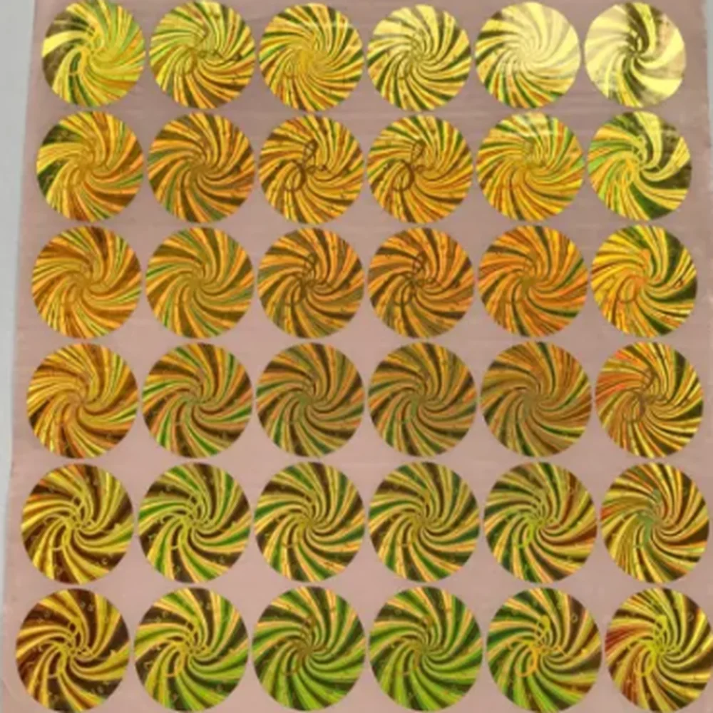 Custom Big Size Round 3D Gold Overlay Hologram Sticker Labels