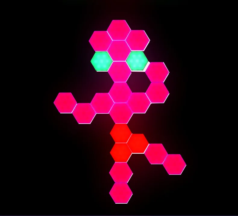8pcs RGB Blue tooth Wifi LED Hexagon Light DIY Indoor Wall Light APP Remote Control Computer Game Room Bedroom Decoration