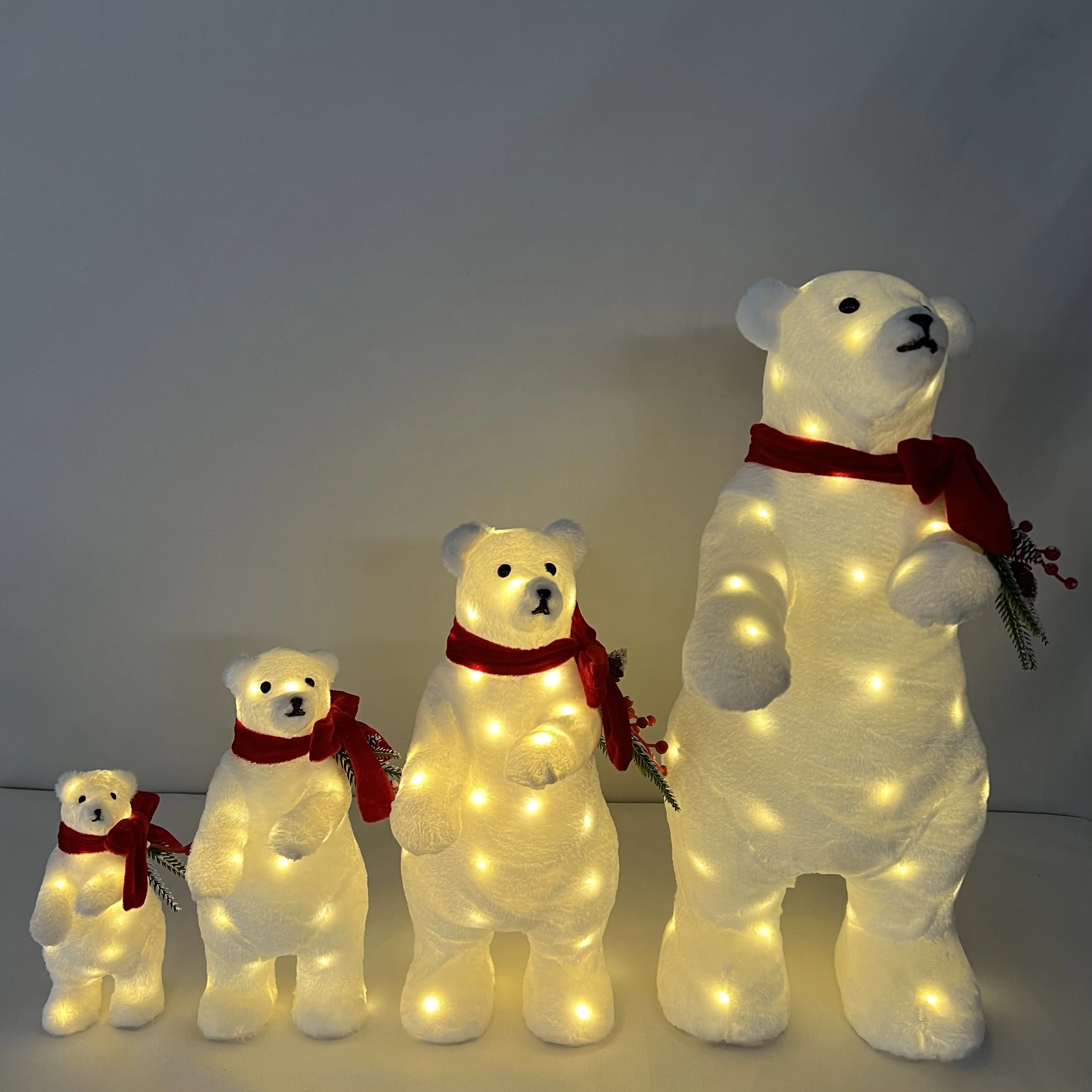 Новогодний Настольный Рождественский стол Navidad рождественские игрушки украшения со светодиодным освещением полярные медведи Рождественские огни с батареей