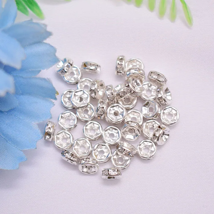 JS1794 Silver gold tone crystal rondelle spacers,rhinestone rondelle spacers,jewelry components