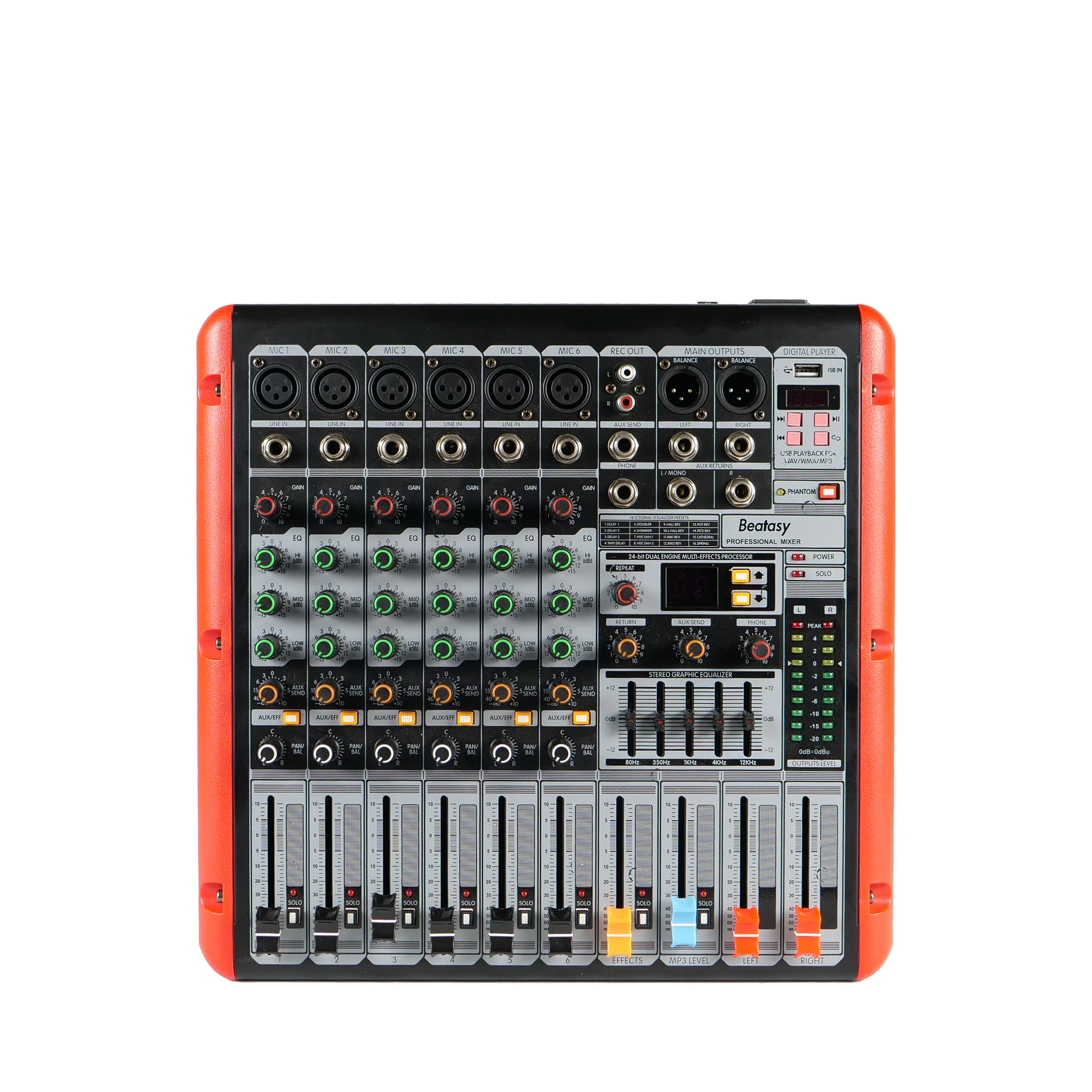 Beatasy professional audio mixers mixing consoles 6 channel BT USB drive compatible