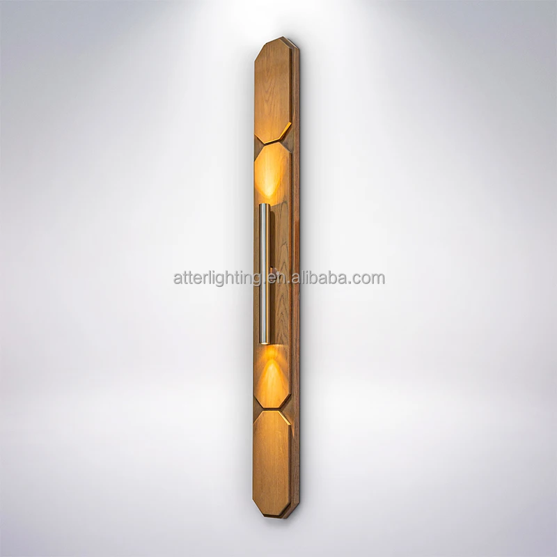 New Fashion Energy Saving Led Metal Wall Lamp Lighting With White Oak Wood Finish For Indoor Hotel Home Corridor Project