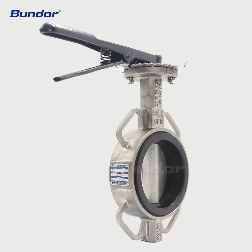 Bundor 4 дюйма PN10/16 SS нет окна для ввода пин вафельным рисунком Клапан-Бабочка