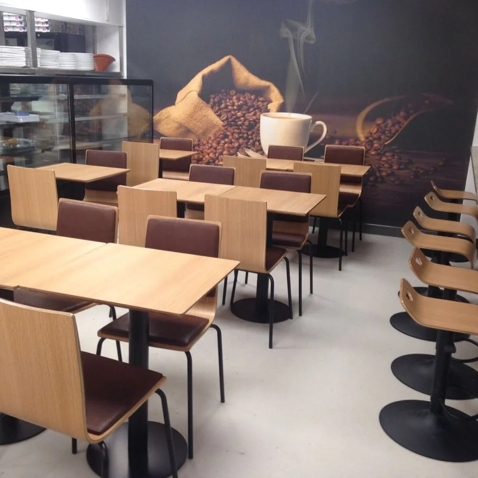 Star-bucks Coffee Shop Dark Cherry Leather Wood Restaurant Patio Dining Chairs Canada