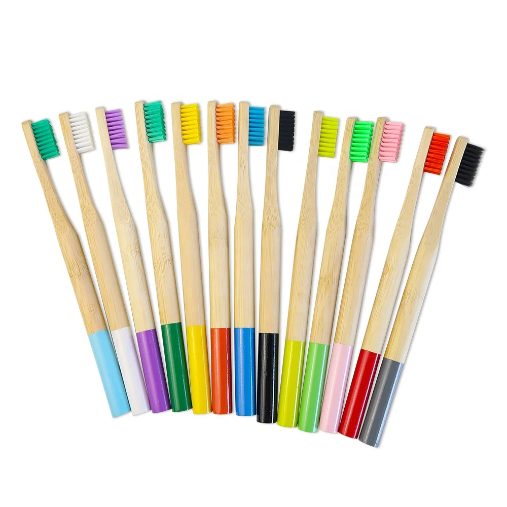 Free Sample Custom Wholesale Natural Biodegradable Travel Soft Bambu Tooth Brush Adult and kid Bamboo Charcoal Toothbrush