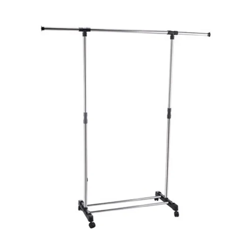 Factory Price Adjustable Height Double Poles Stainless Steel Movable Clothing Drying Rack Stand