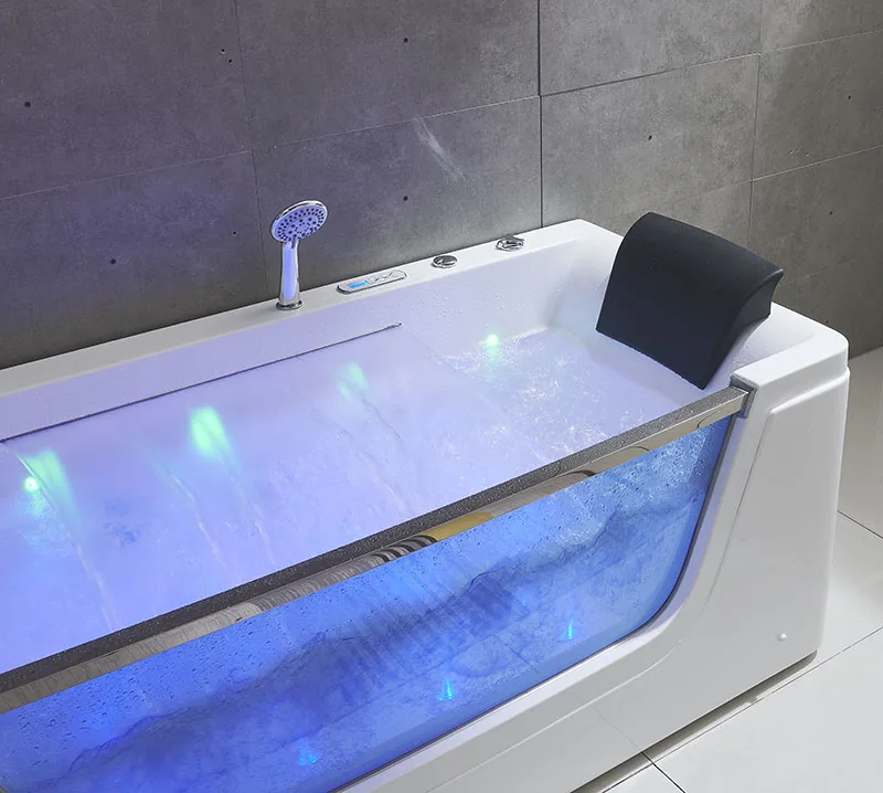 2023 modern bathroom tubs rectangle Freestanding indoor waterfall Acrylic whirlpool bathtub Bathtubs & Whirlpools