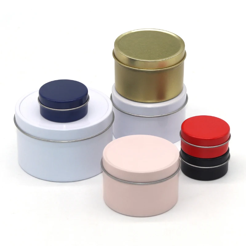 Wholesale custom Luxury round seamless metal cans/jars for candles 8oz aluminum candle jars