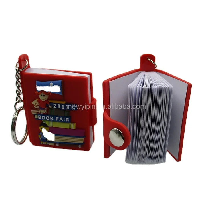 Ideal gifts school company advisement key chain Mini Book 3D Rubber Keyring Custom notebook Shape 3D Soft PVC Keychain