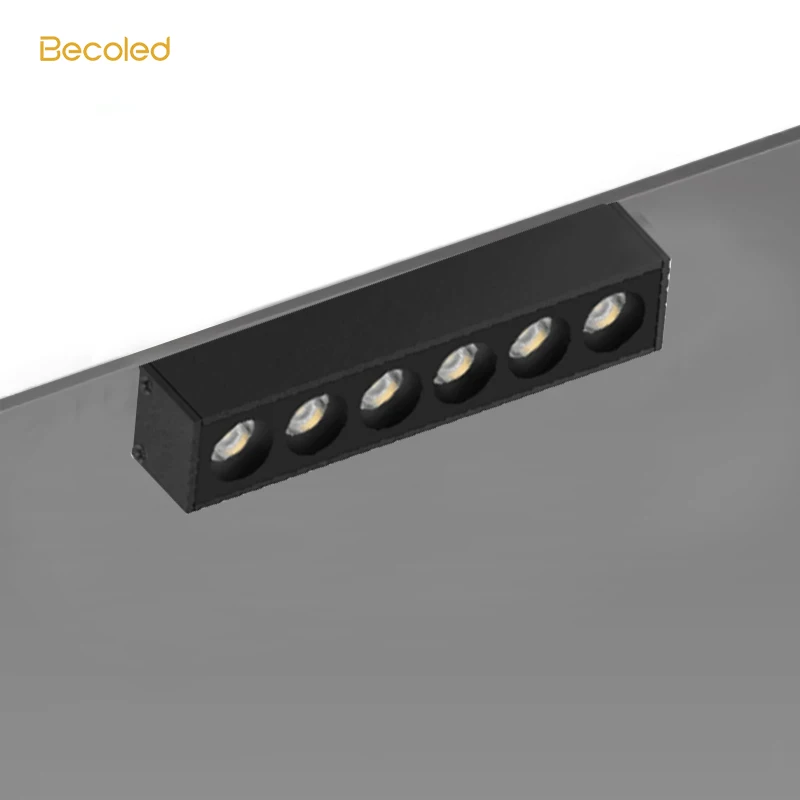 Modern Style Dimmable LED Linear Grille Light Aluminum Recessed Spotlight Indoor Office Hotel Embedded Install Showroom Lighting