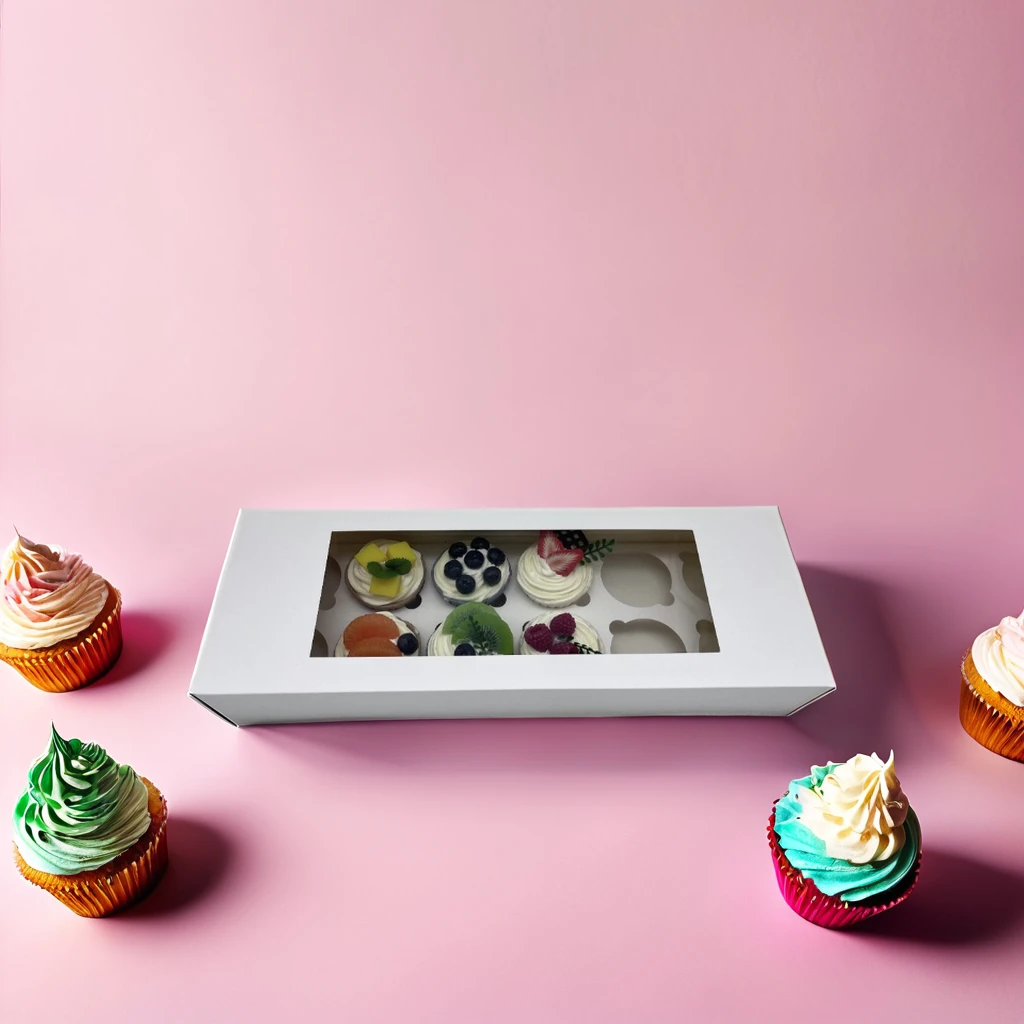 Cupcake Packaging Box Kraft Custom Clear Rectangle Cake Box for 12 Cup Cakes