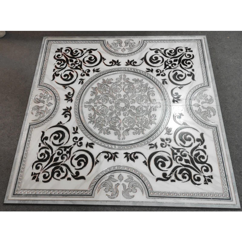 Promotion Golden Porcelain Polished Decorative Carpet Tiles Crystal flower porcelain carpet floor tile Living room