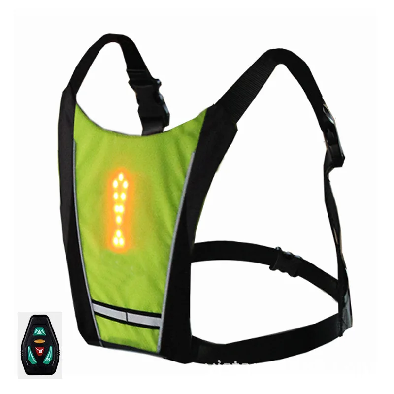 LED Turn Signal Vest Bike Vest Guiding Light Reflective Luminous Safety Warning with Remote Controller for Night Cycling