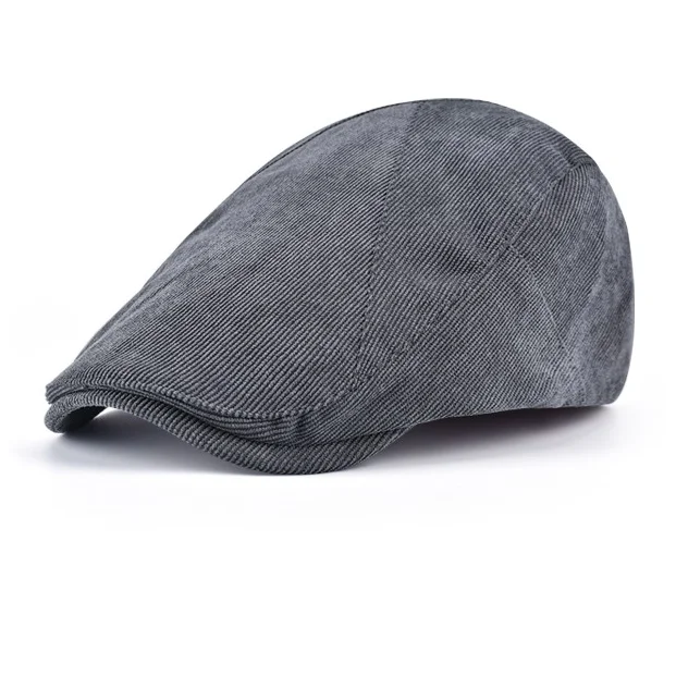 Custom Design British Corduroy Plain Ivy Cap Winter Snap Buckle Beret Cap