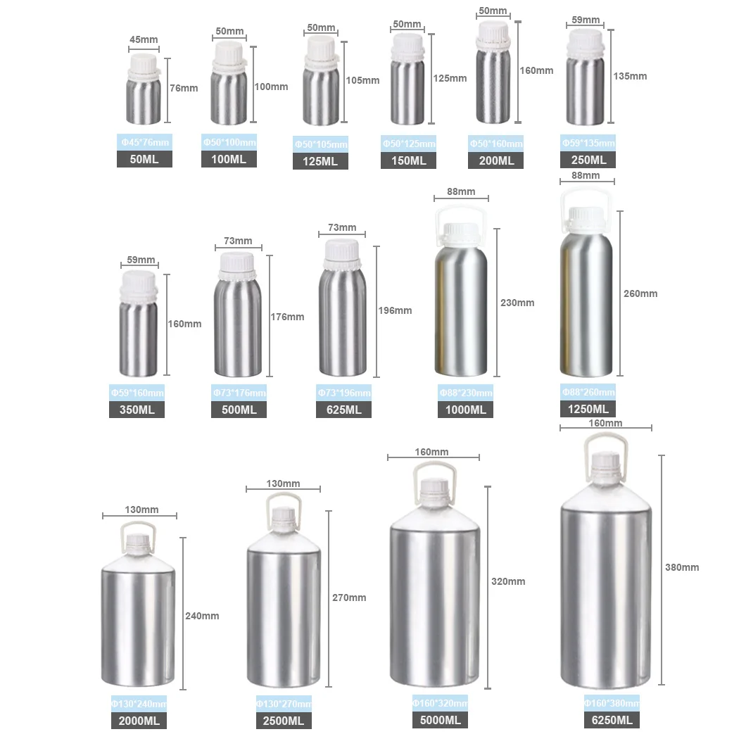 Wholesale 5000ml 6250ml Chemical Packaging Container Metal Water Bottle Black Engine Oil Bottle Aluminum Essential Oil Bottle