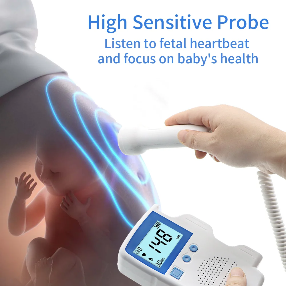510K CE Certified Digital Dry Cell Fetal Doppler Ultrasound Baby Heart Detector Home Fetal Heart Monitor