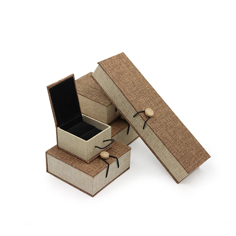 Wholesale High Quality Eco-Friendly Custom Linen Wood Jewelry Necklace Box With Logo