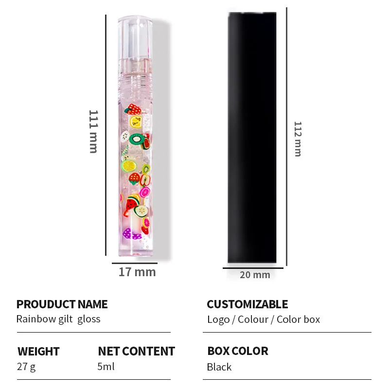 Lip Gloss  Wholesale Vegan Fruit Kids Lipgloss Custom Lip Plumper Glossy Cute Clear Lip Gloss