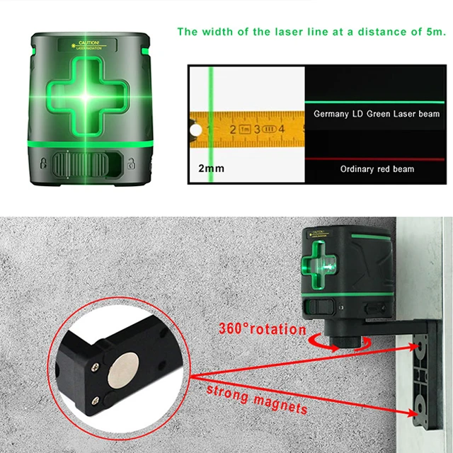 SNDWAY High Precision Rotating Laser Equipment Cross Line Self-Leveling 360 2 Line Green Laser Levels