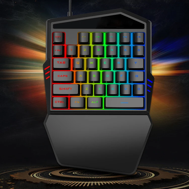 Great Roc Promotional one handed RGB backlight wired single handed keyboard mini portable 35 keys gaming keyboard and mouse set