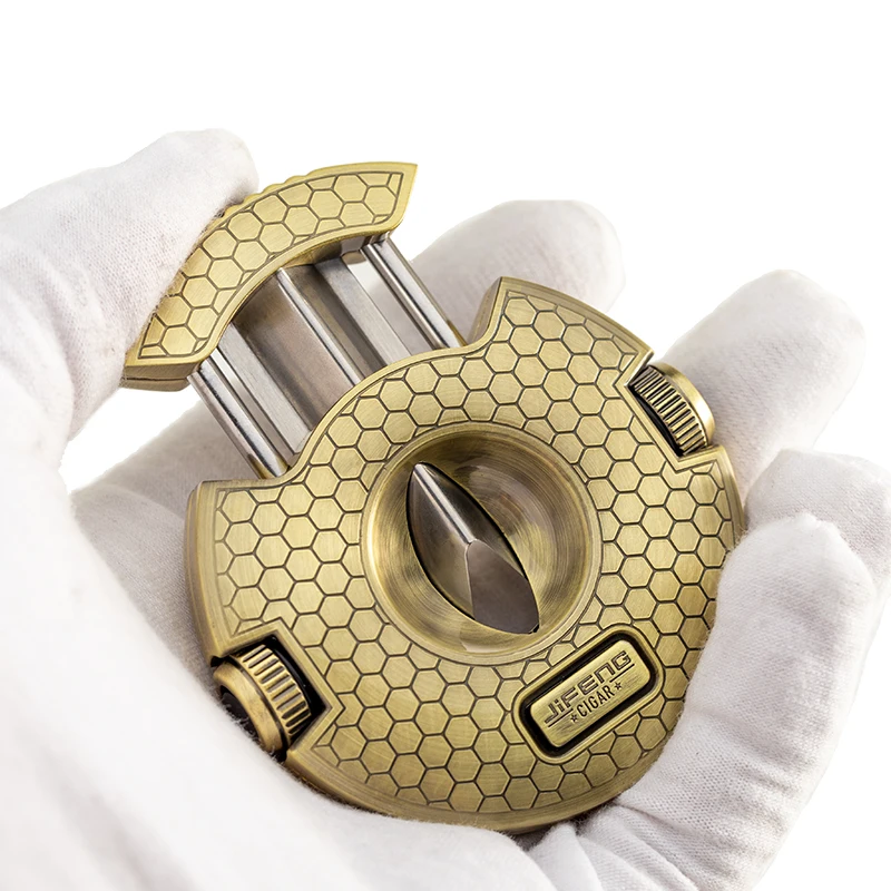 JIFENG JF-TZ267 UFO design vintage/fashion style metal cigar ashtray and cutter set with cigar punches both sides for cigar gift