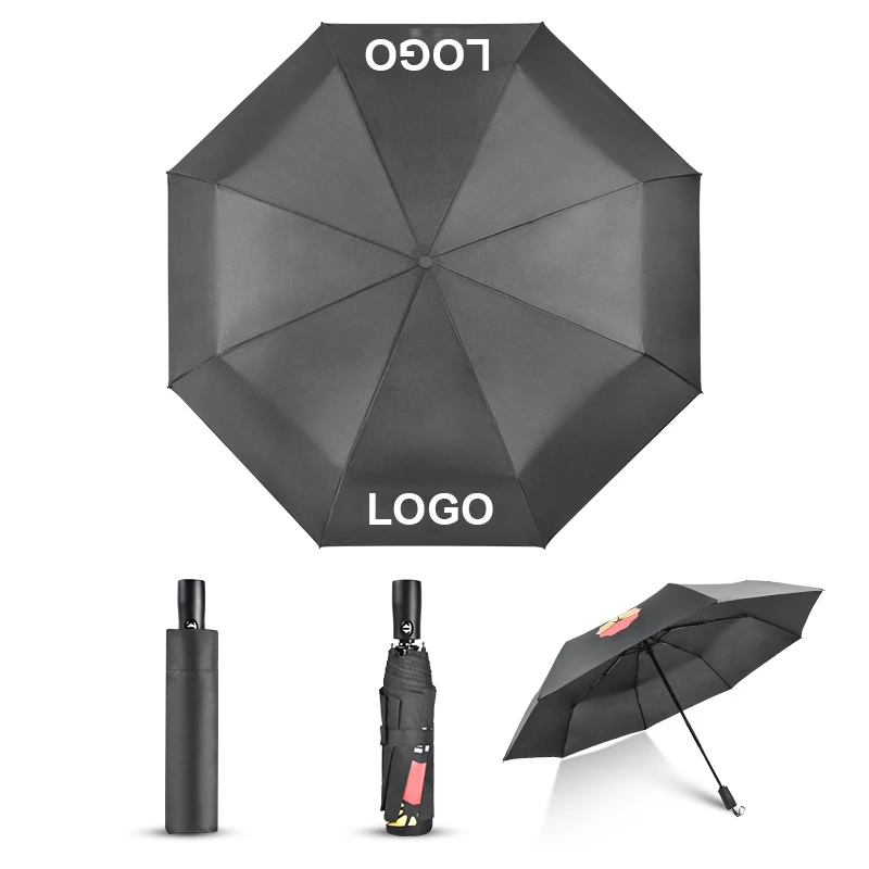 Personal Fashion Designer Auto Sunshade Paraguas Custom Logo Compact Portable Rain Automatic Windproof 3 Folding Umbrella