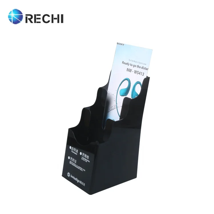RECHI Custom Wall Mount Black Acrylic Brochure Display Holder For Lucite Cell Phone Catalog Display Container Box
