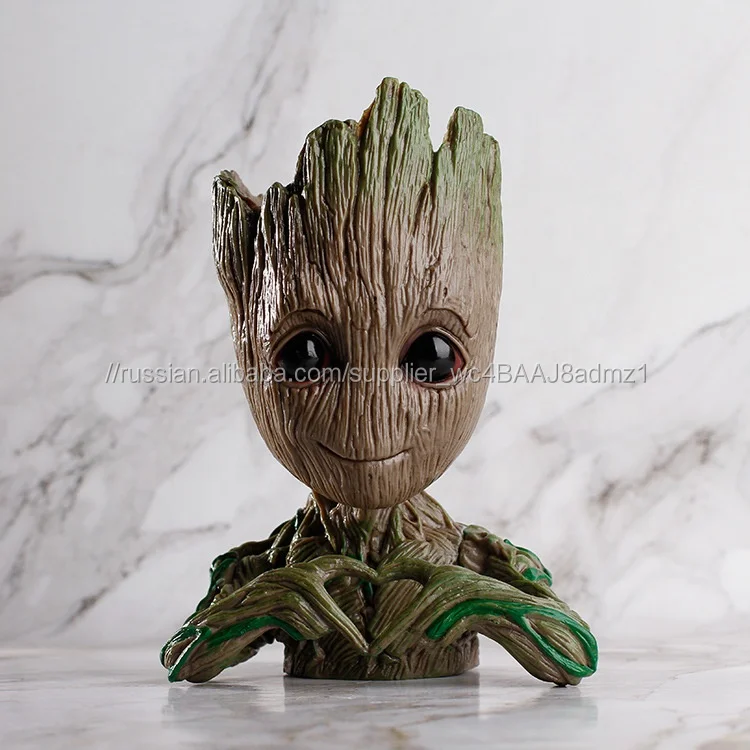 Детские Groot горшок с водой бусины стражи Модель Игрушка ручка карандаш держатель ПВХ плантатор
