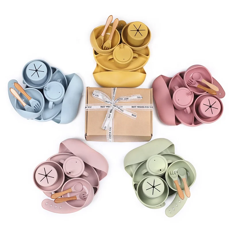 USA Amazon Hot Baby Tableware Cup Food Saving Silicone Baby Cup with Handle