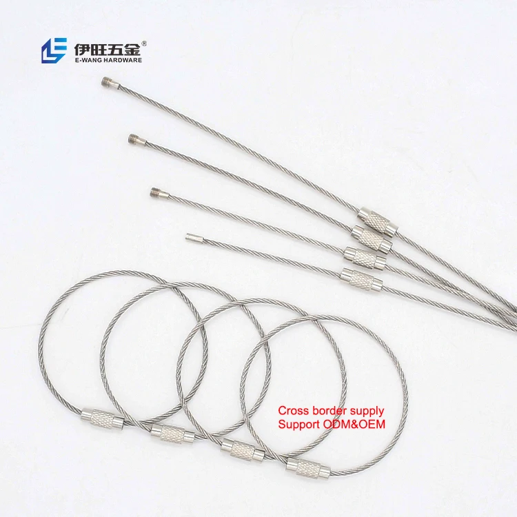 1.5mm Stainless Steel Cable Wire Rope Key Rings for Hanging Luggage Tag ID Tag