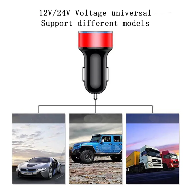 Двойной порт 40 Вт Быстрая зарядка 2 порта USB автомобильная с цифровым