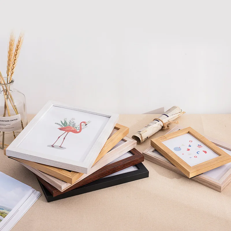 
wholesale home decorative dried flower leaves wood MDF picture photo frames 