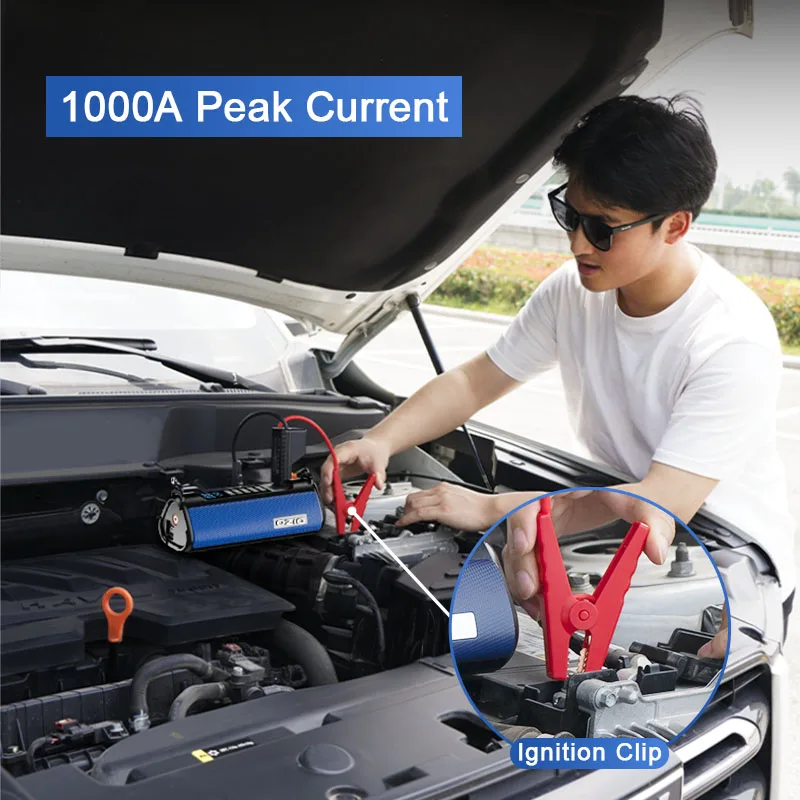12V Peak 1000A Jump Starter Compatible Air Compressor 150 Psi Portable Car Emergency Tools Tire Inflator Car Jump Starter
