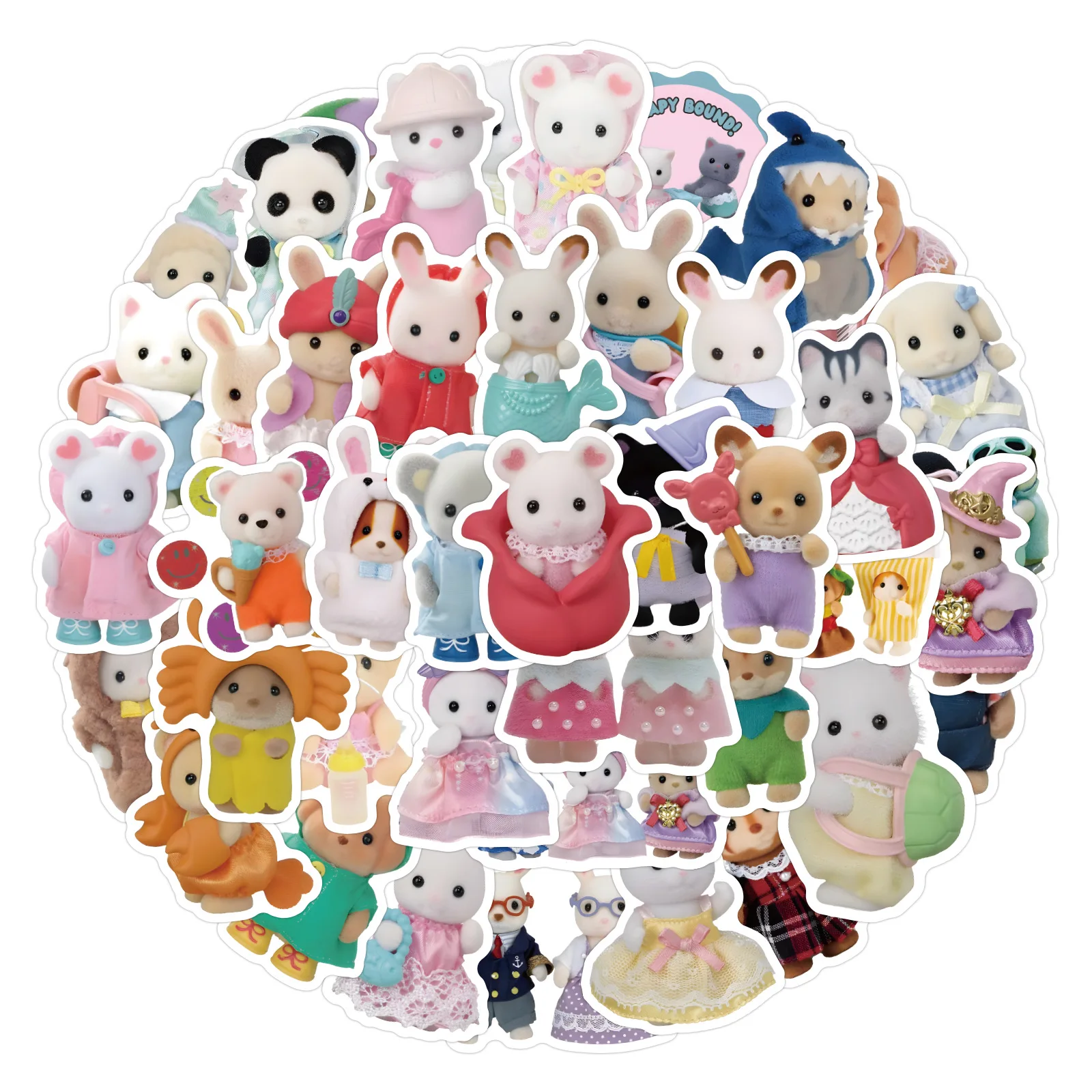 60Pcs New Calico Critters Graffiti Stickers Decorate Laptop Suitcase Skateboard Stickers Cartoon Stickers Wholesale