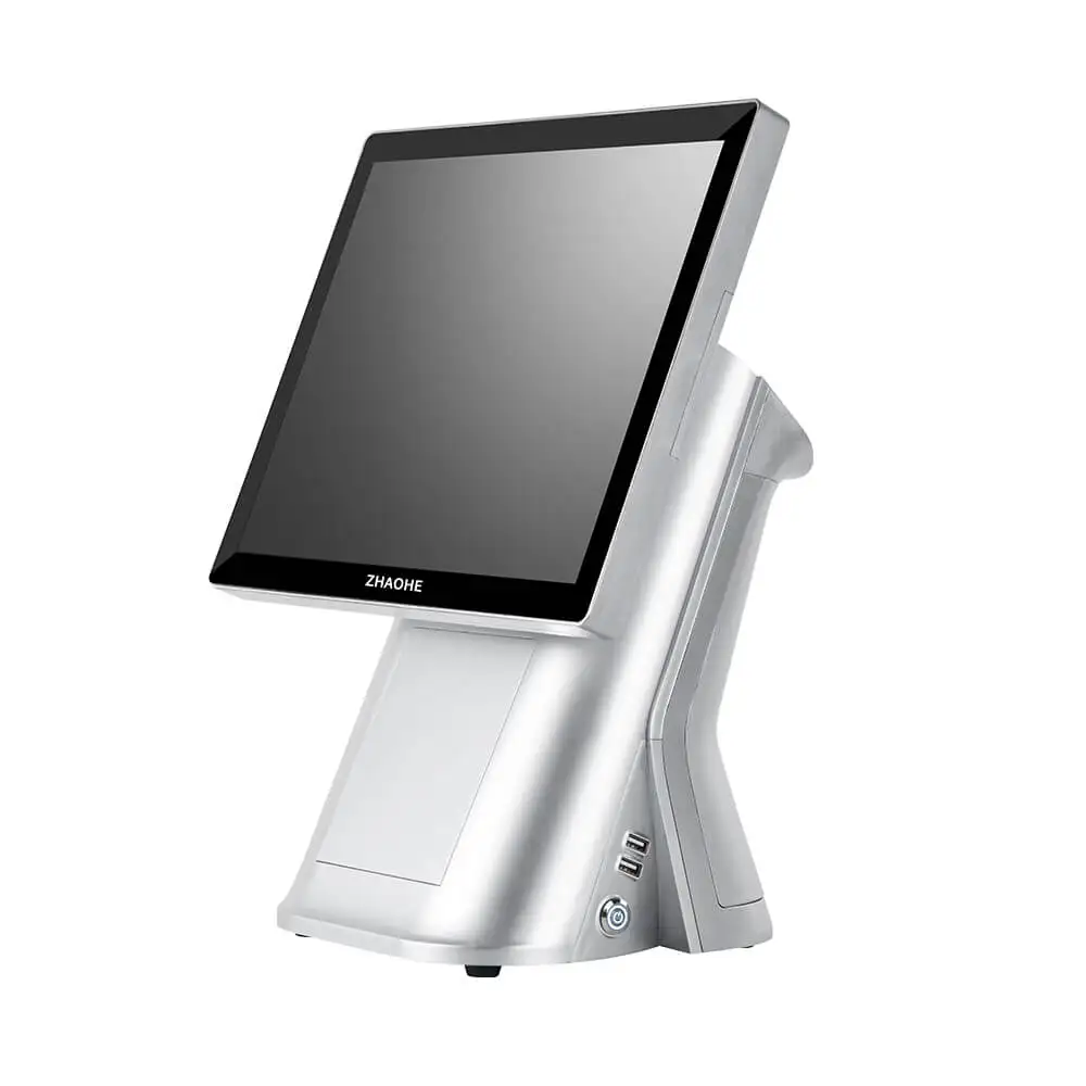 T80 15inch silver Best sale punto de sistema de venta offline pos machine with VFD wifi pos all in one cash machines