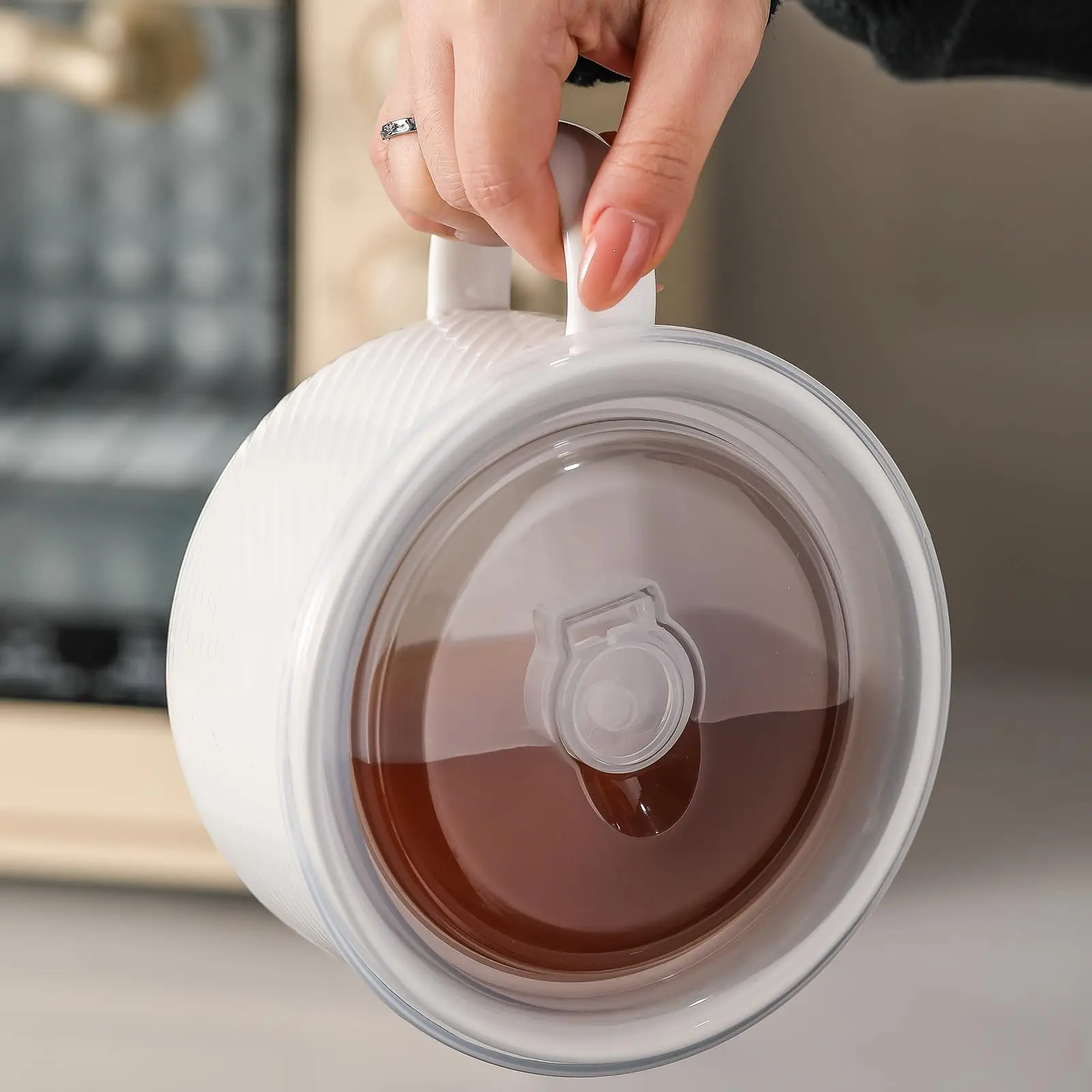 Wholesale Private Label Custom 38oz Oversized Soup Mugs with Ceramic Big Handle Bowl Safe Jumbo Colourful Soup Mug with Lid