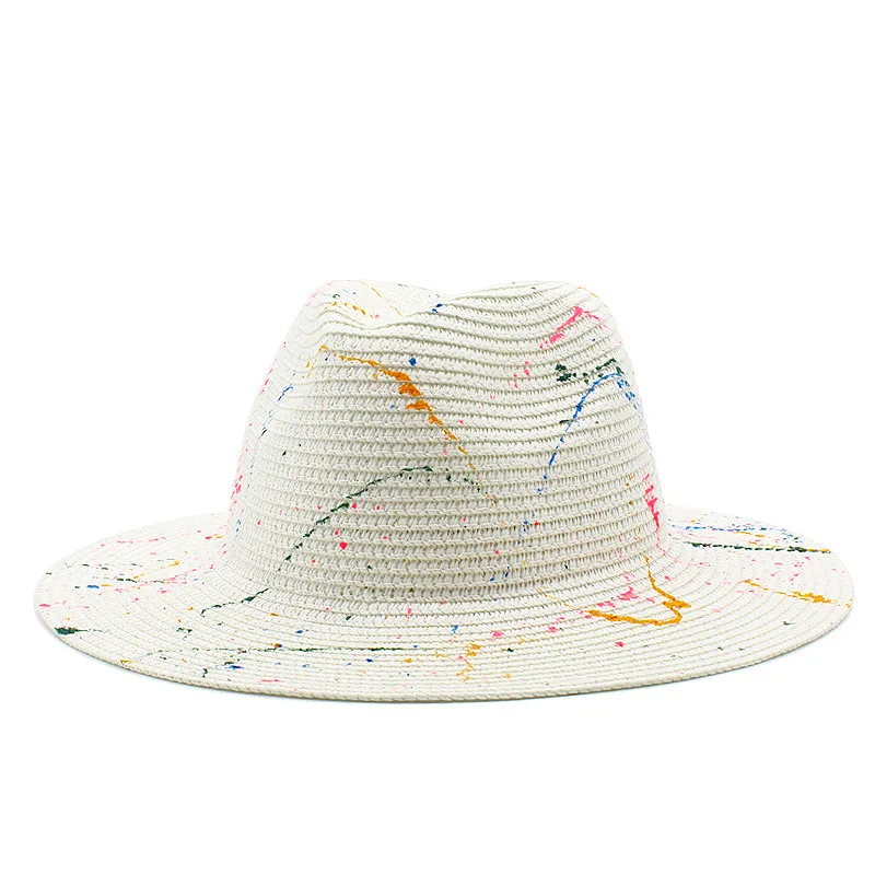 Summer Unisex Outdoor Leisure Jazz Women Panama Sombrero Panama Graffiti Straw Hats