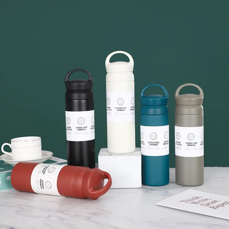 Manufacturer 500ml Japan Style Double Wall Stainless Steel Vacuum Flasks Portable Coffee Thermo Water Bottle With Handle
