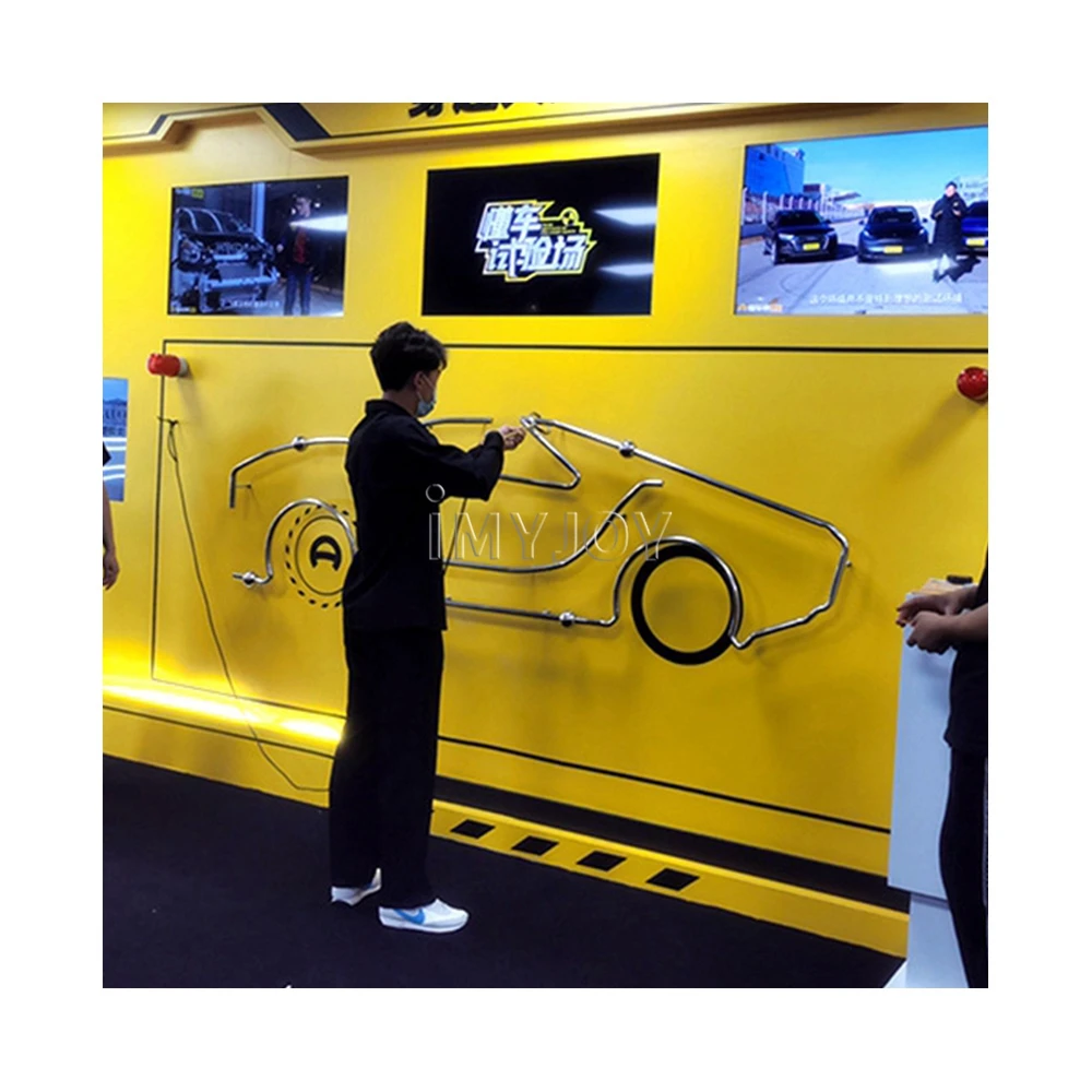 Custom carnival giant amusement park electric timer challenging cross fire prop funny buzz wire and loop dexterity game