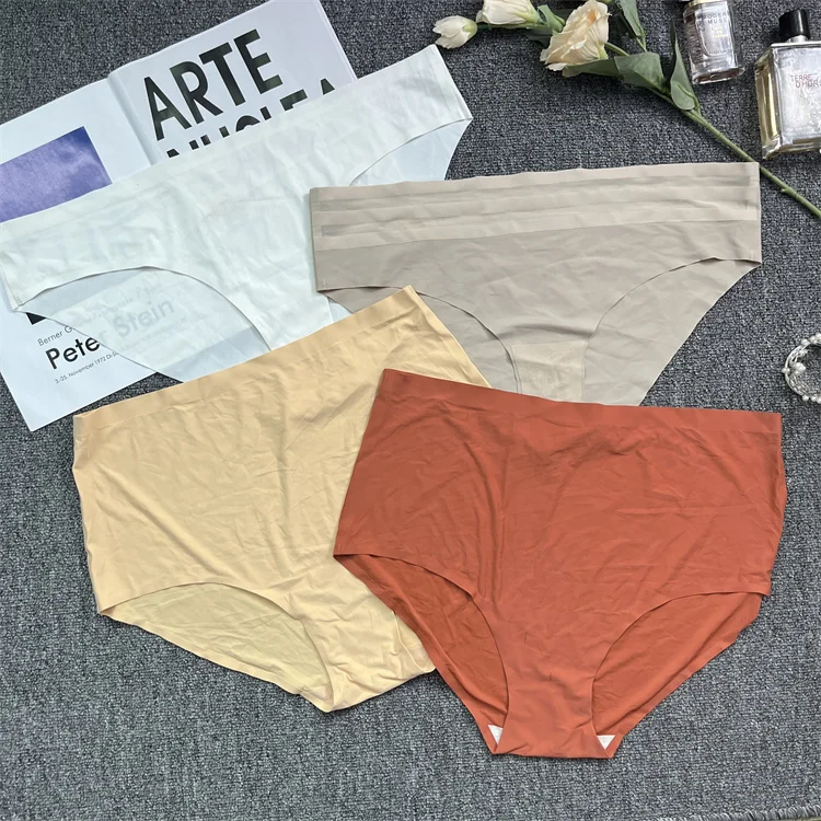 Ice Silk Seamless Underwear  Thin Silk Crotch Antibacterial Mid-rise Large Size Cool Breathable Triangle Mask Pants