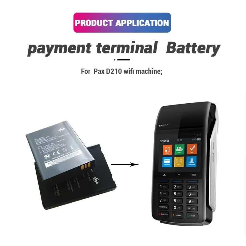 New High Quality Hot Sale Rechargeable POS Machine Battery for PAX D210-G IS524 POS in Bank 7.4V 1950mah