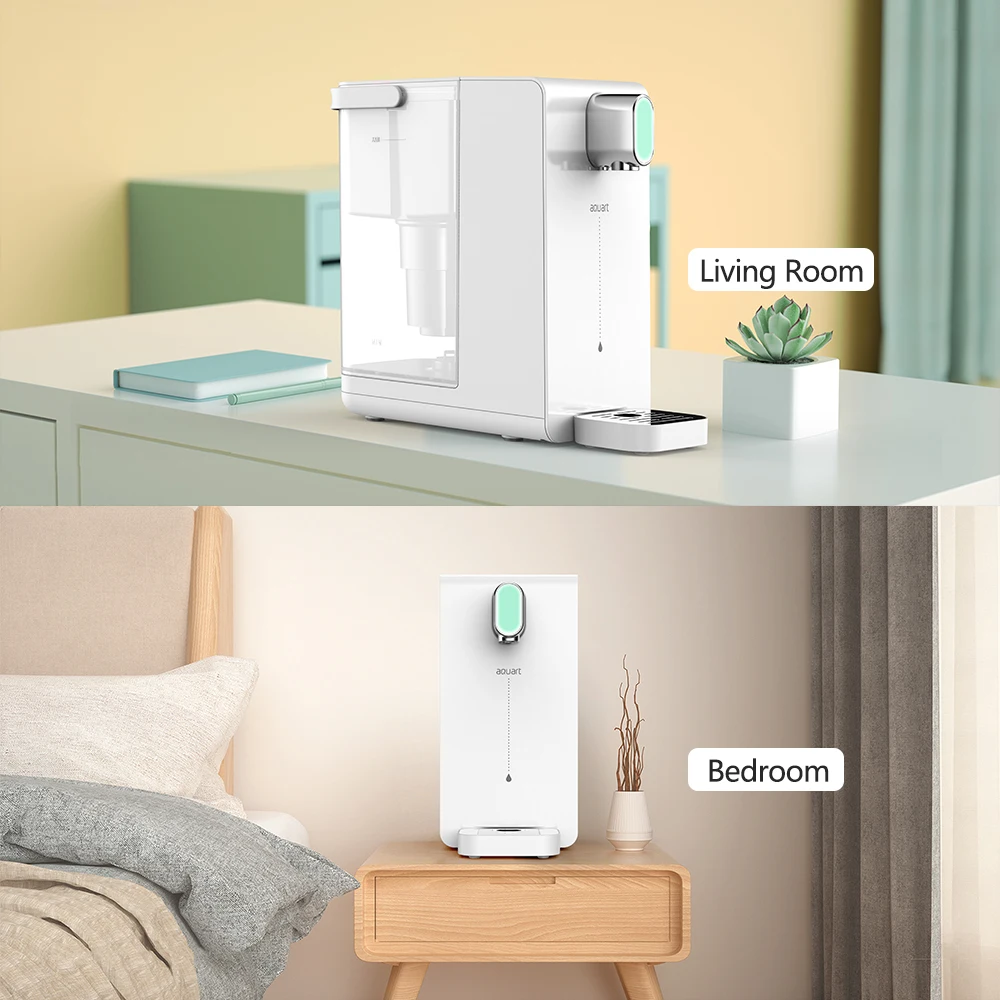 Portable Instant Hot Boiled Water Dispenser Filter 4 Temperatures Indicator Purified Water with Active Carbon Electric White