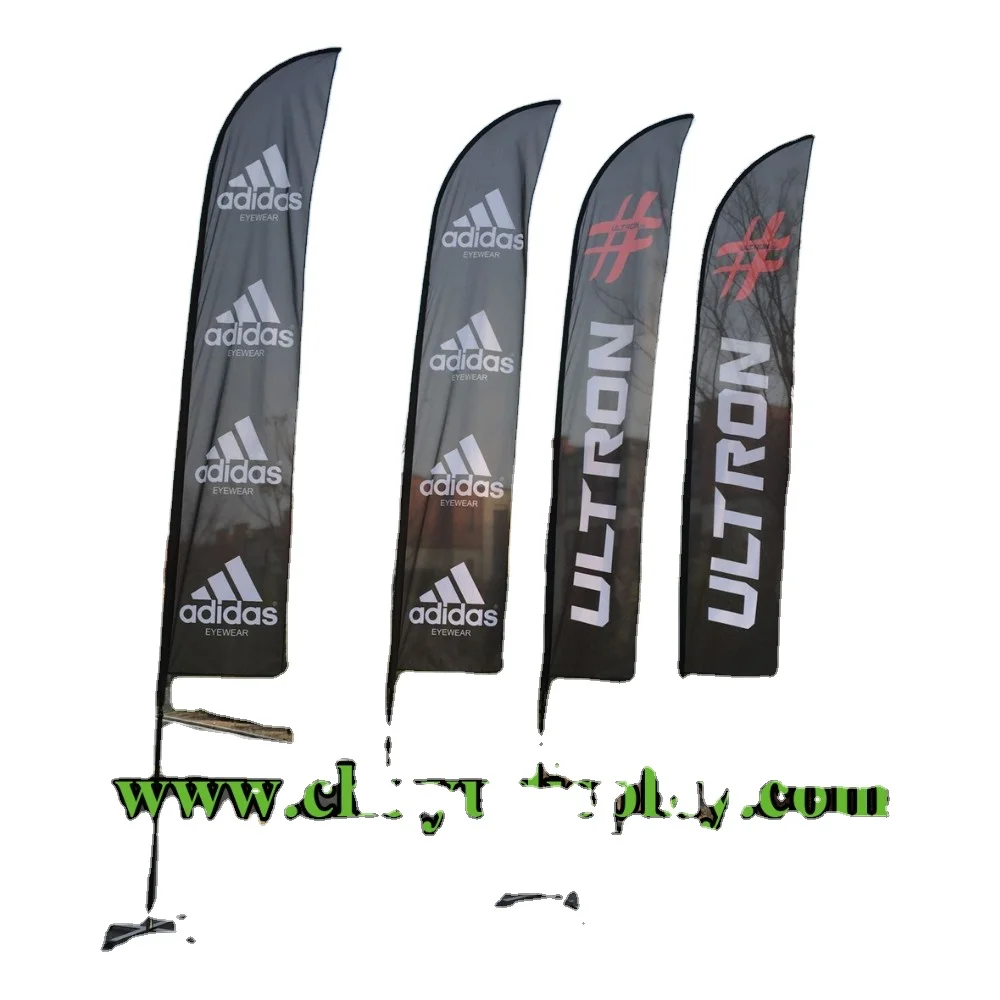 Full Color Printing  Outdoor Advertisement Zoom Hardware Double Outdoor Display Sail Feather Flag