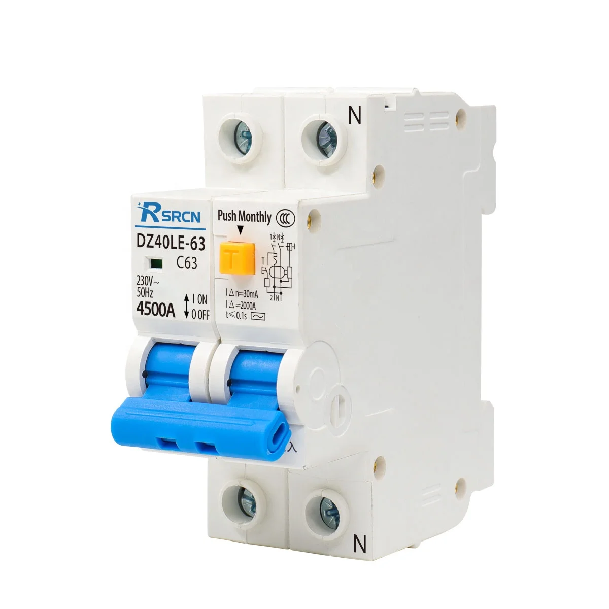 RCCB DZ40LE Series 6A 10A 16A 20A 25A 32A 45A 50A 63A 1P+N