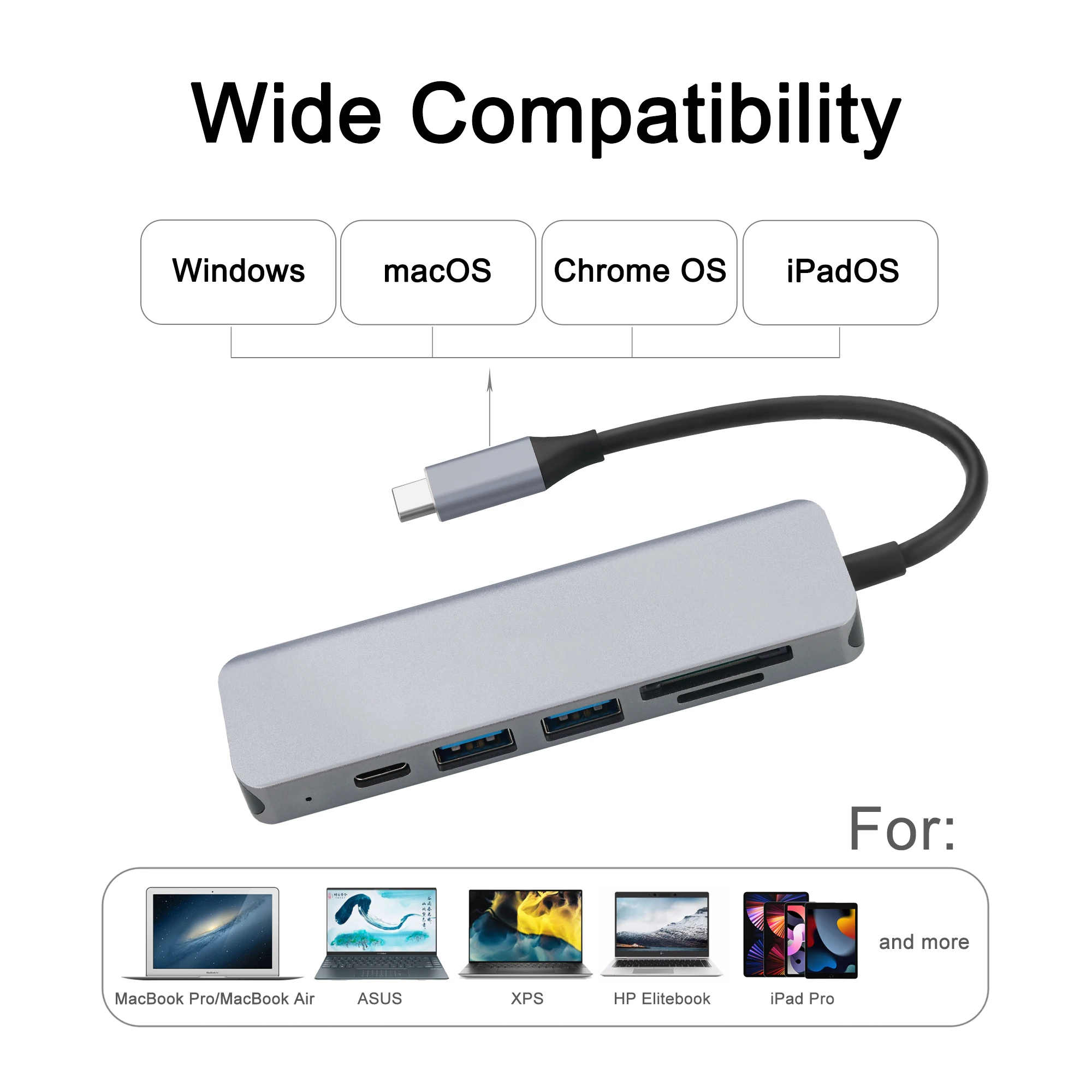 6 в 1 многопортовый USB C USB-C Hub адаптер с разъемами типа 3 0 4K многофункциональный концентратор док-станция 100W PD