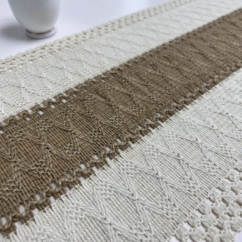 Banquet Cotton Linen Fringe Table Runner Woven Luxury Macrame Table Runner Wedding