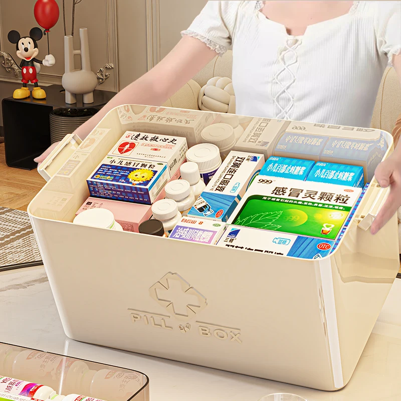 Household Multi-Layer Large Medical Box Portable Multipurpose Plastic visual first aid kit with handle Storage Box for Medicine