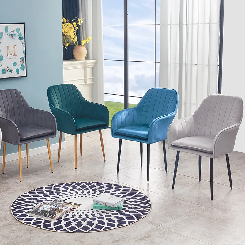 Nordic Light Luxury Dining Chairs Bedroom Dining Room Hotel Dressing Velvet Chairs